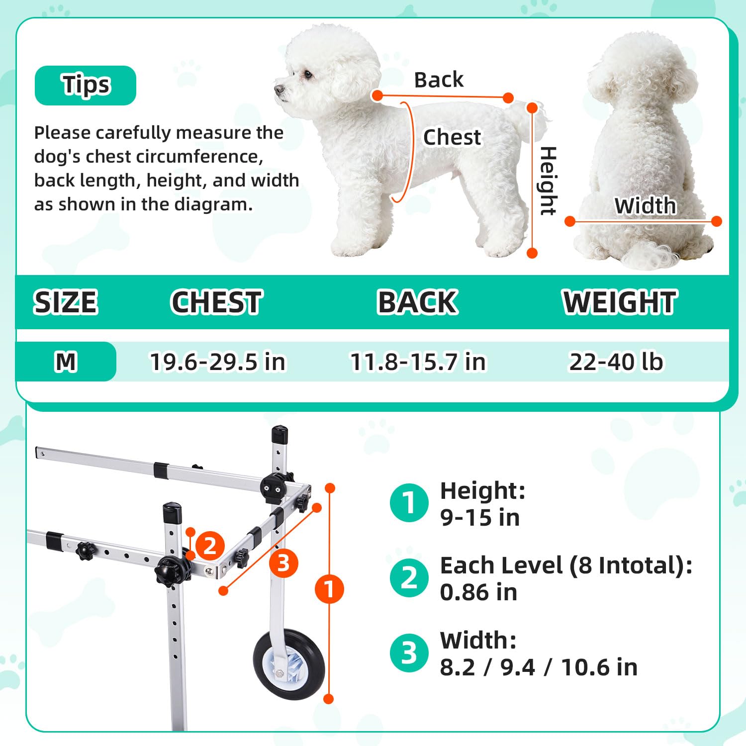 Nasjac lightweight aluminum frame keeps a small dog comfortable during walks.
