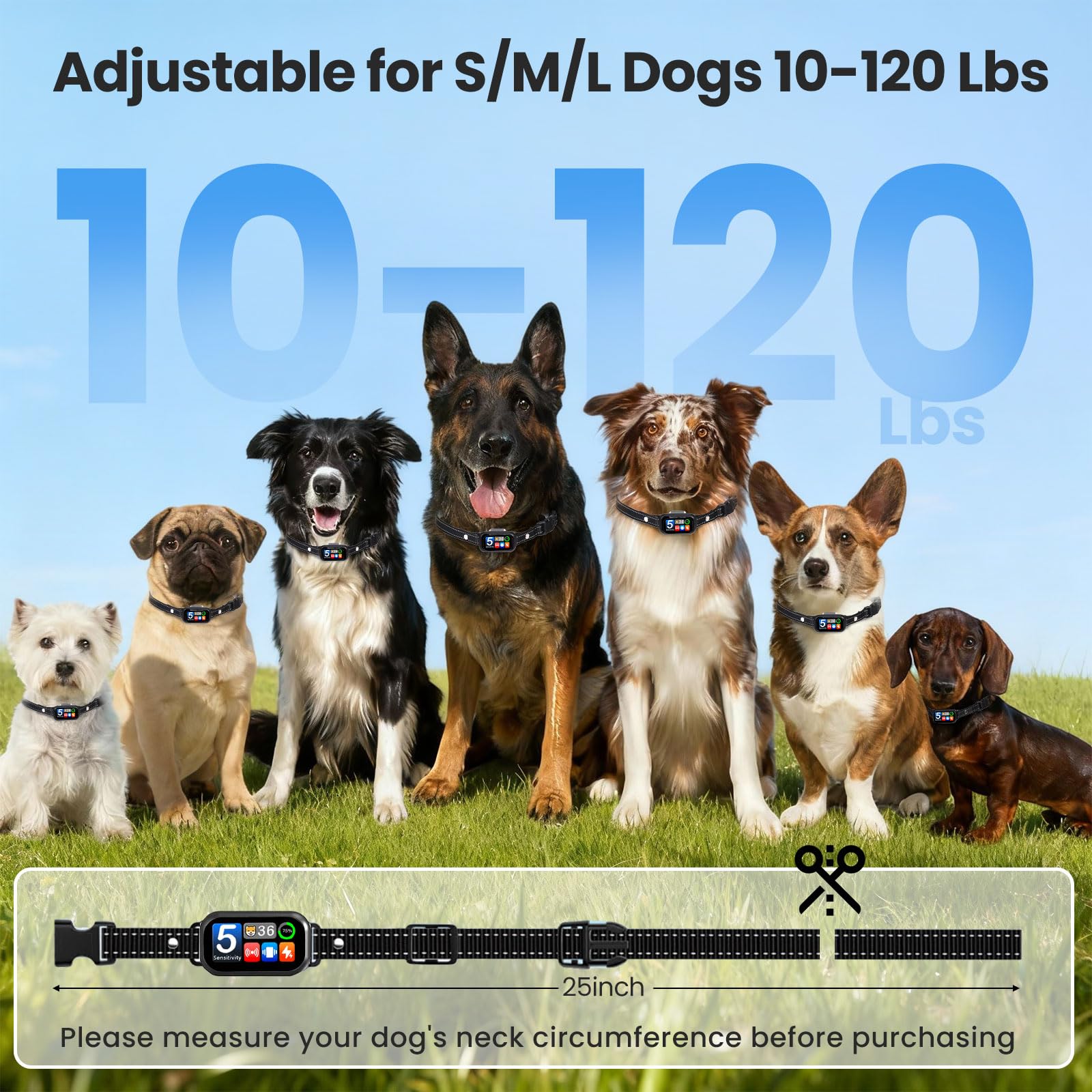 NATGOVOD IP67 waterproof collar withstands rain and splashes.