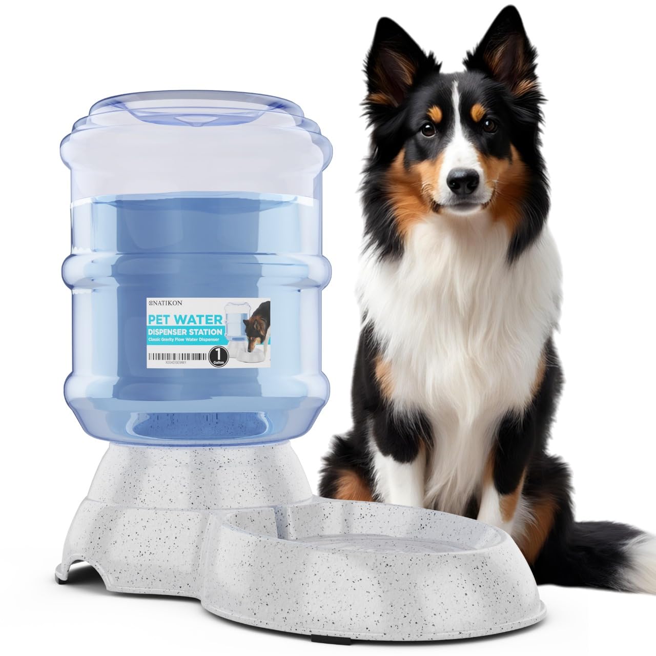 NATIKON automatic pet waterer front view showing steady water flow for pets