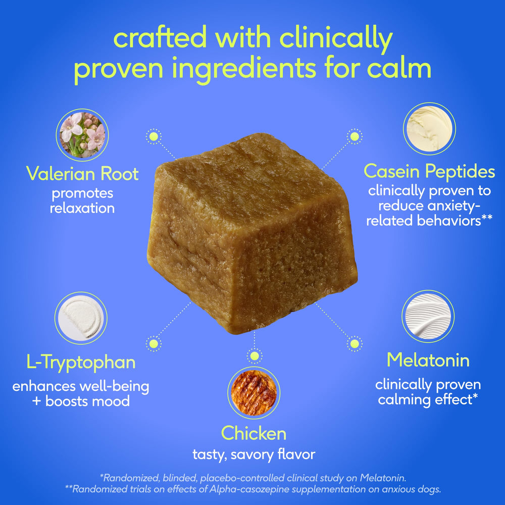 Vet-developed blend of melatonin and valerian in each Native Pet chew.