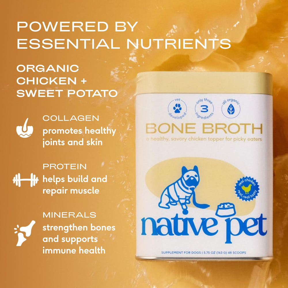 Native Pet bone broth powder promotes gentle digestion