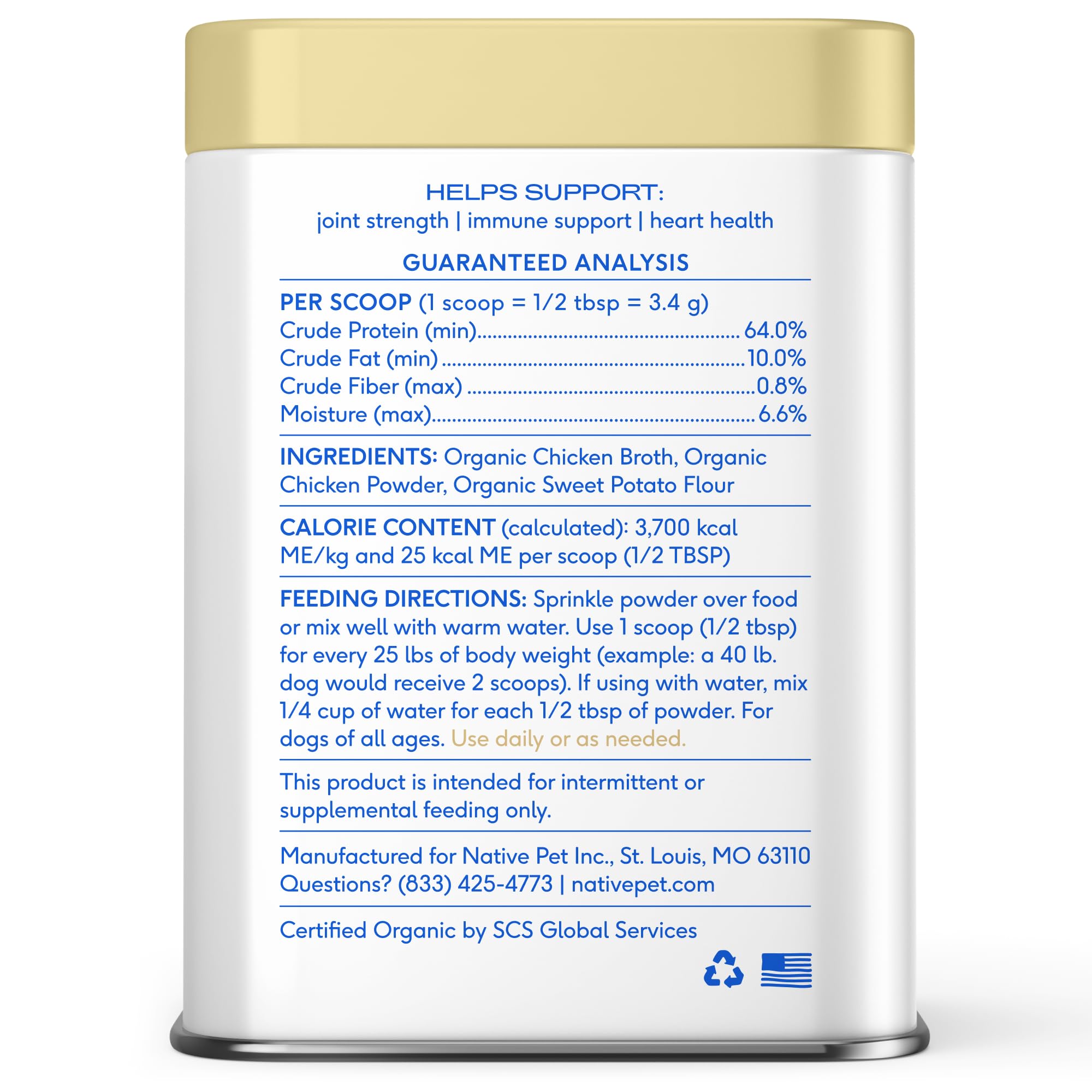 Native Pet bone broth powder enhances kibble flavor for every meal.