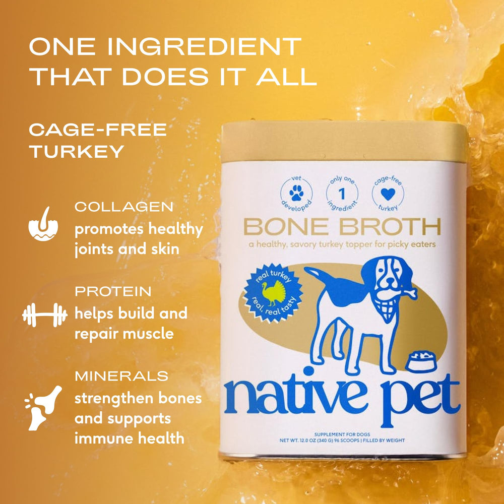 Native Pet bone broth powder scoop for simple, consistent daily servings.