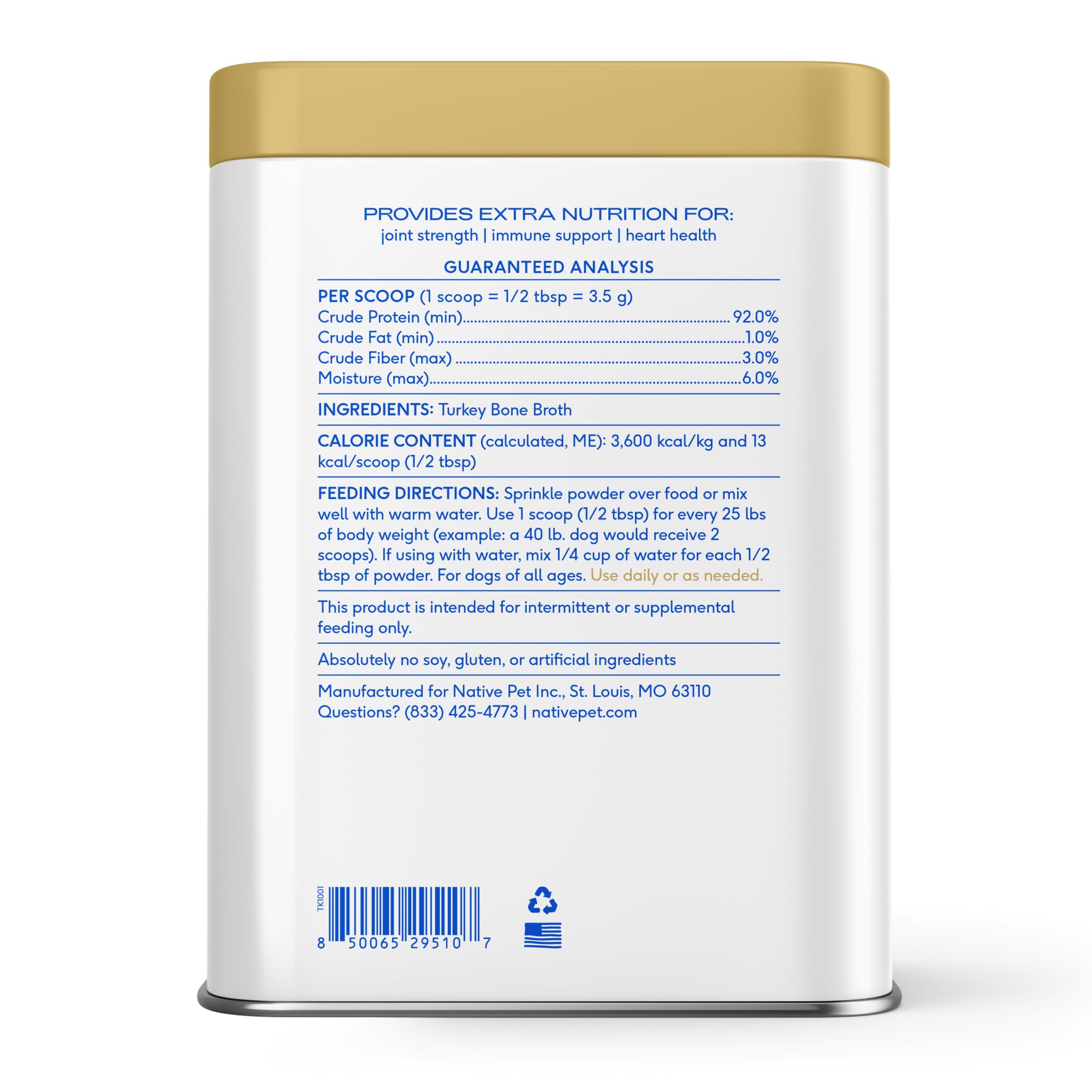 Native Pet bone broth powder is proudly made in the USA.
