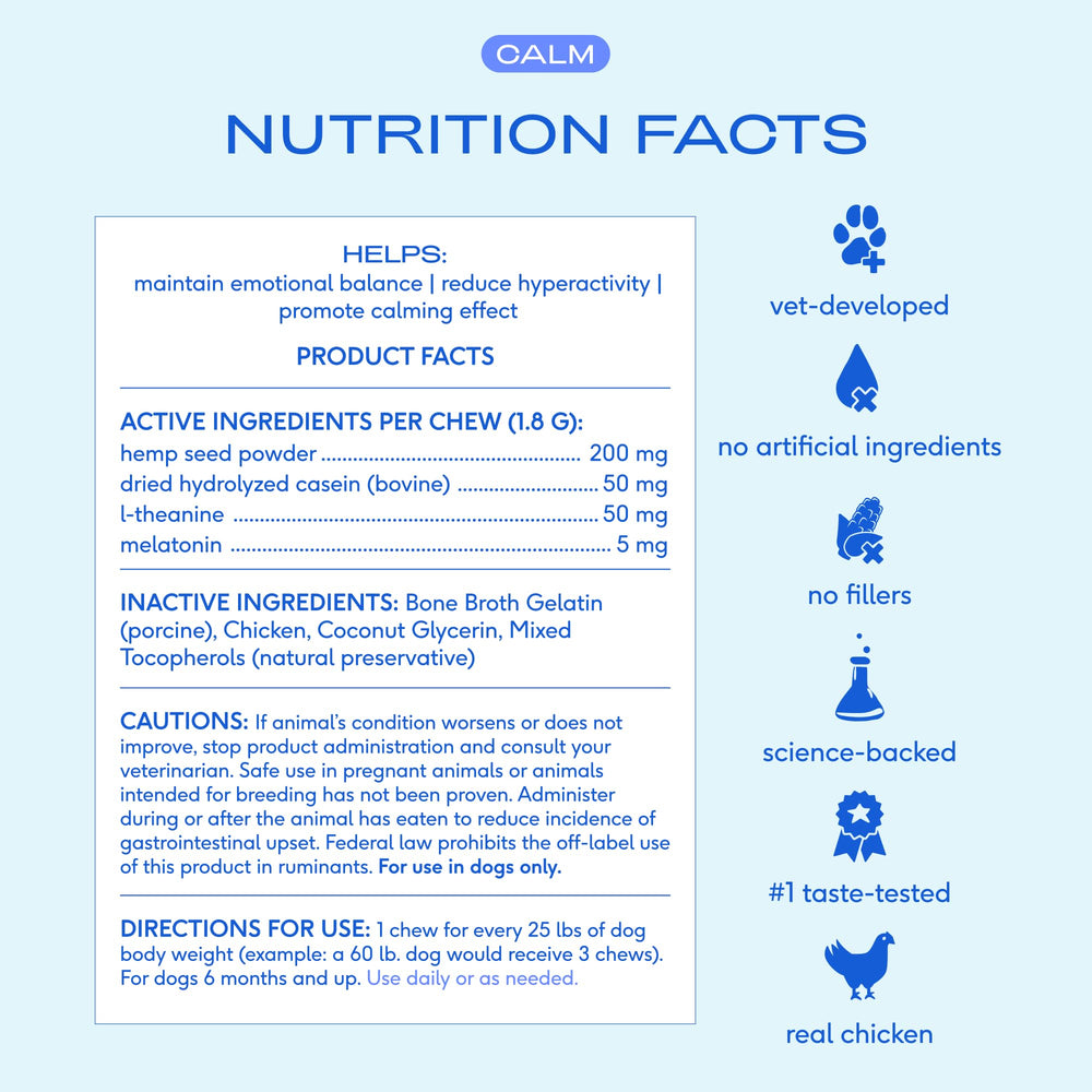 Native Pet Calming Chews hemp seed ingredient highlight.