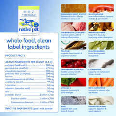 Native Pet powder-meal-topper sprinkling over kibble to boost meal appeal.