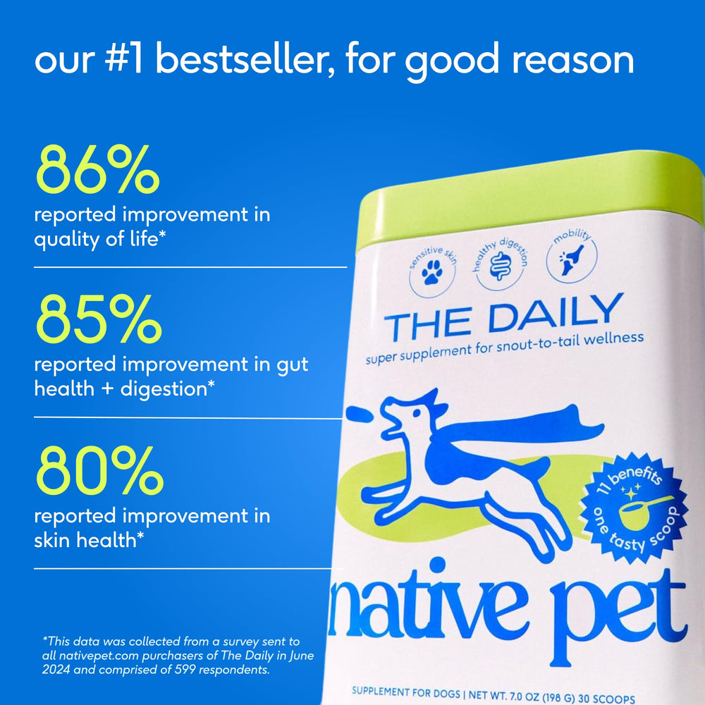 Native Pet vitamins help dull coats and seasonal itch with daily use