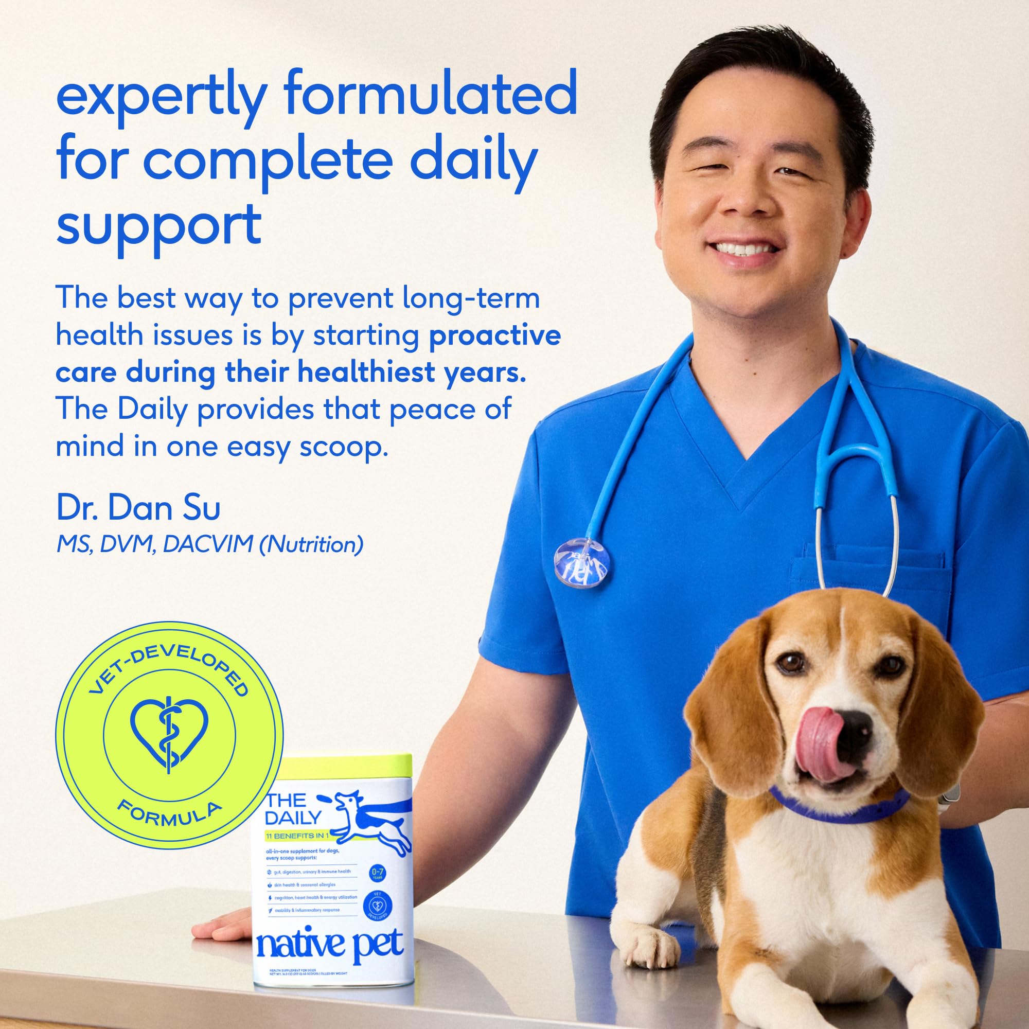 Native Pet Daily Dog Vitamins measuring scoop facilitates precise dosing.
