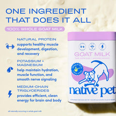 Native Pet Goat Milk Powder added to dog bowl for hydration