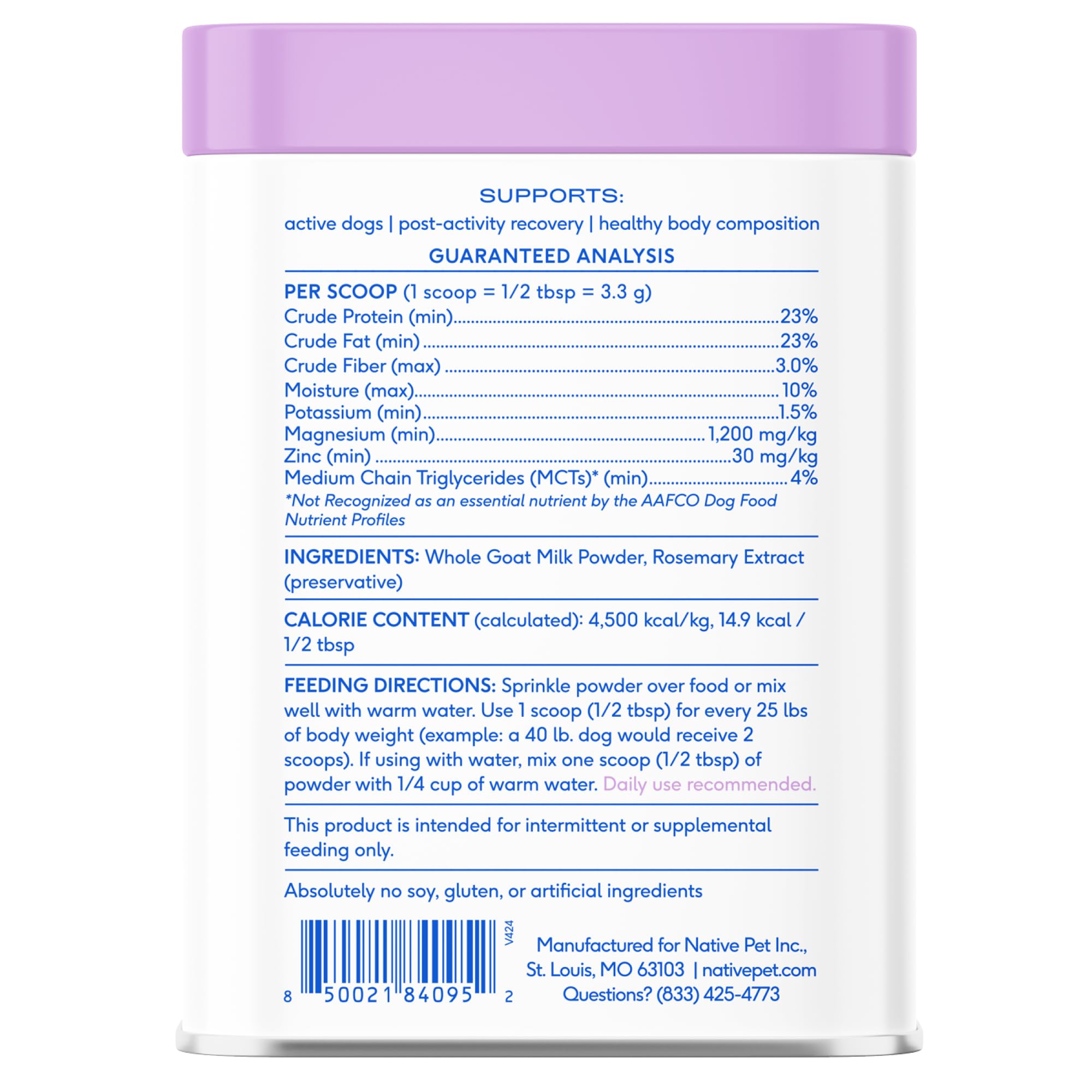Meal topper concept Native Pet Goat Milk Powder sprinkled on food