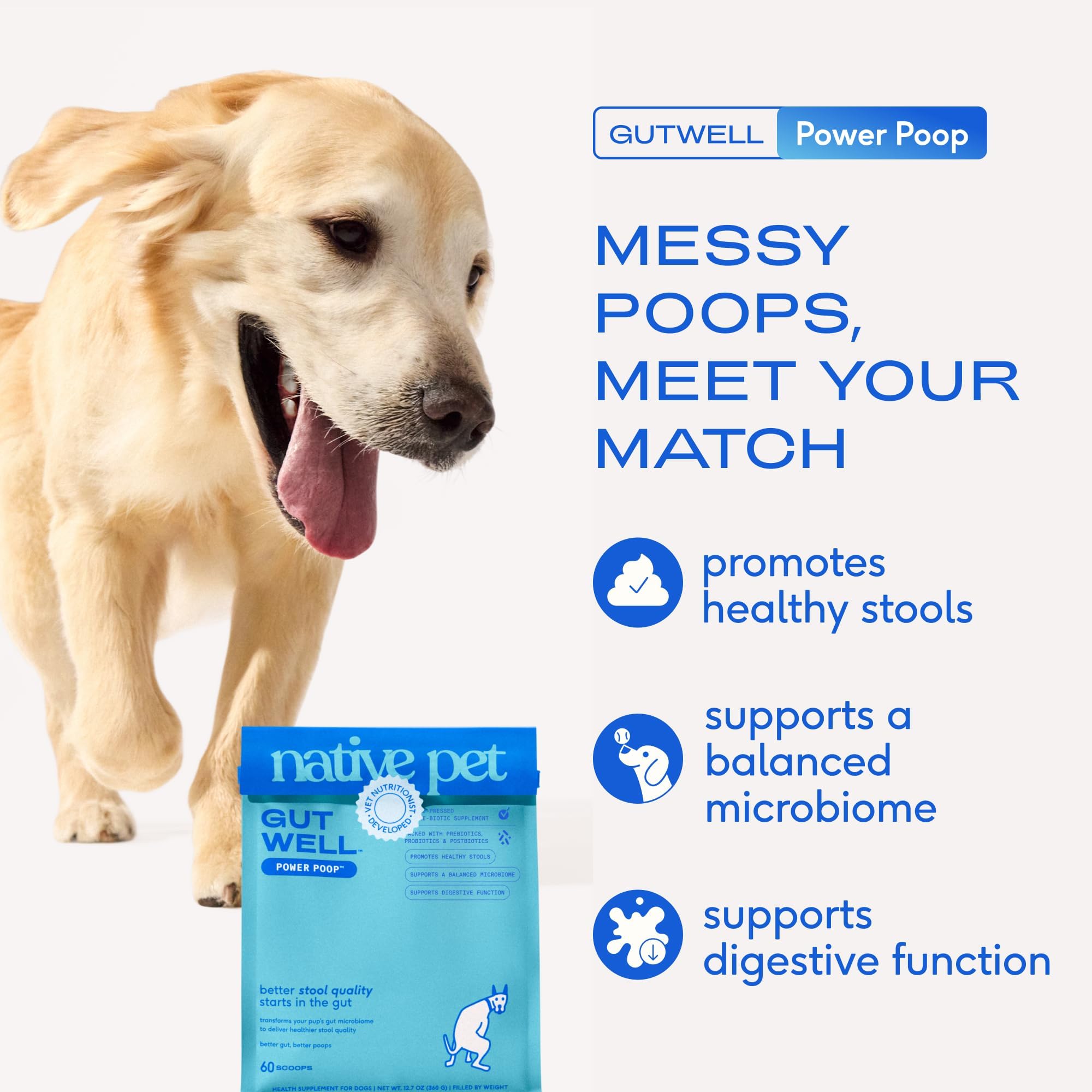 Native Pet GutWell Power Poop measuring spoon for precise scoops