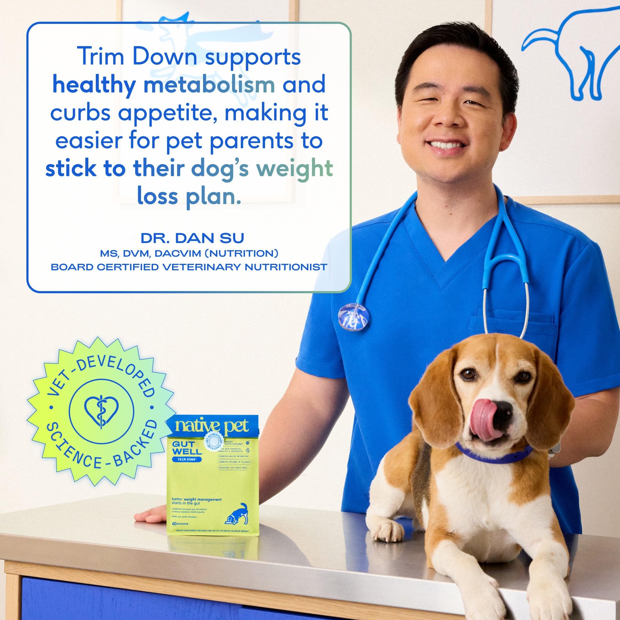 Native Pet GutWell Trim Down triple-biotic blend icon representing gut health