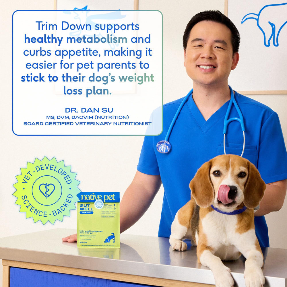 Native Pet GutWell Trim Down triple-biotic blend icon representing gut health