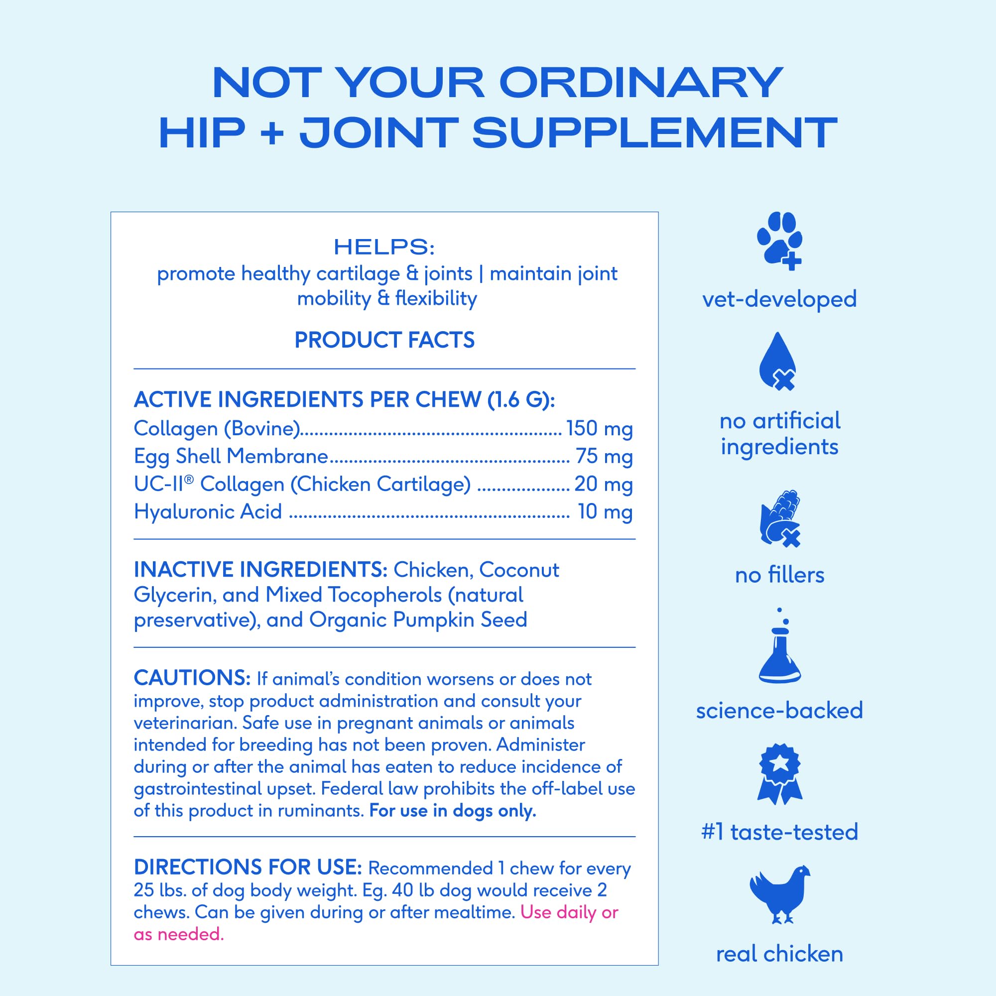 Native Pet Mobility Care hyaluronic acid supports joint lubrication.