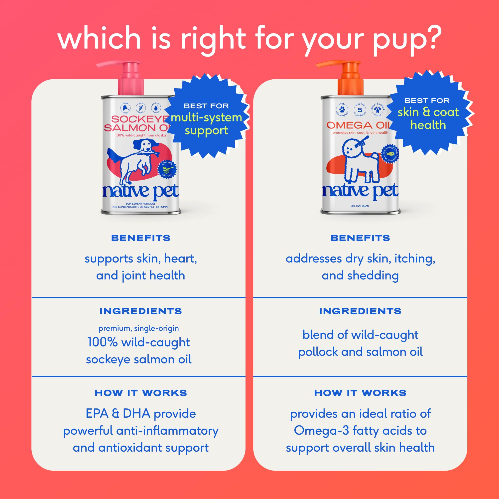 Native Pet Omega 3 supports joint mobility for active dogs.