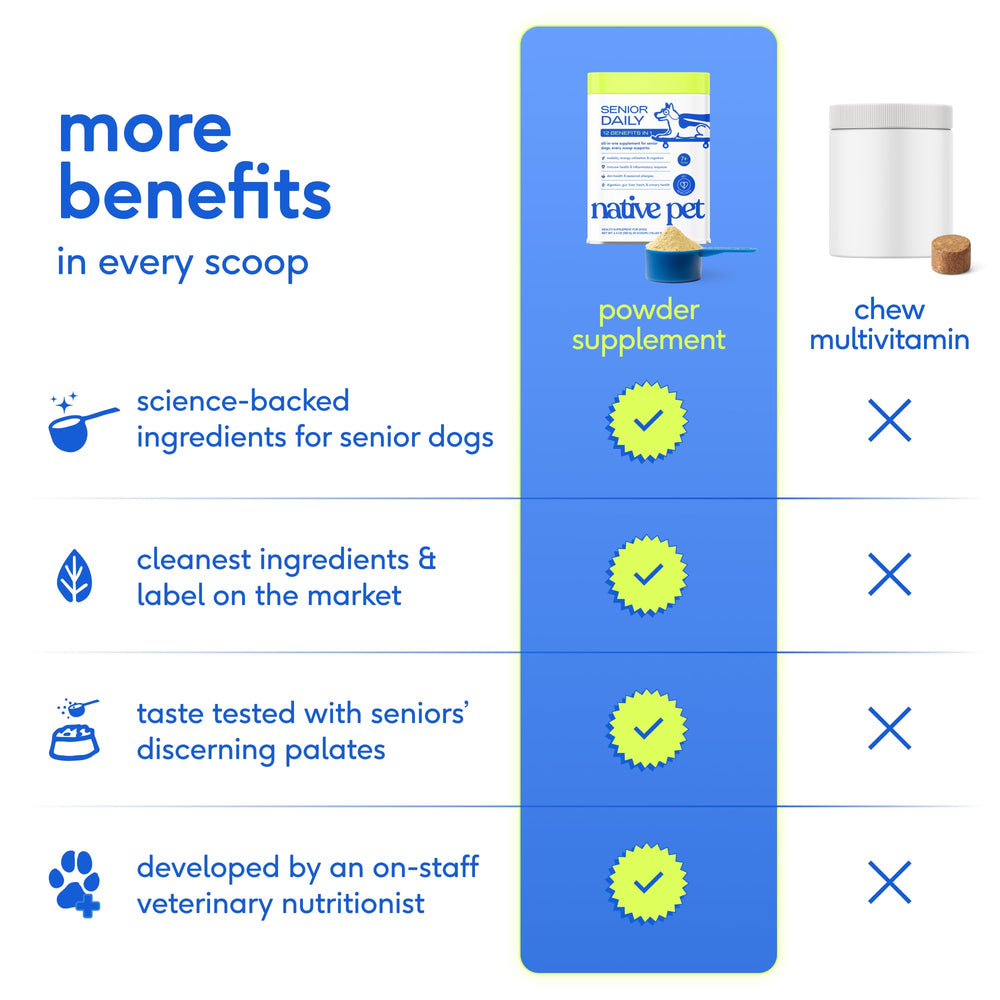 Native Pet senior dog joint mobility powder demonstrates easier stair climbs.