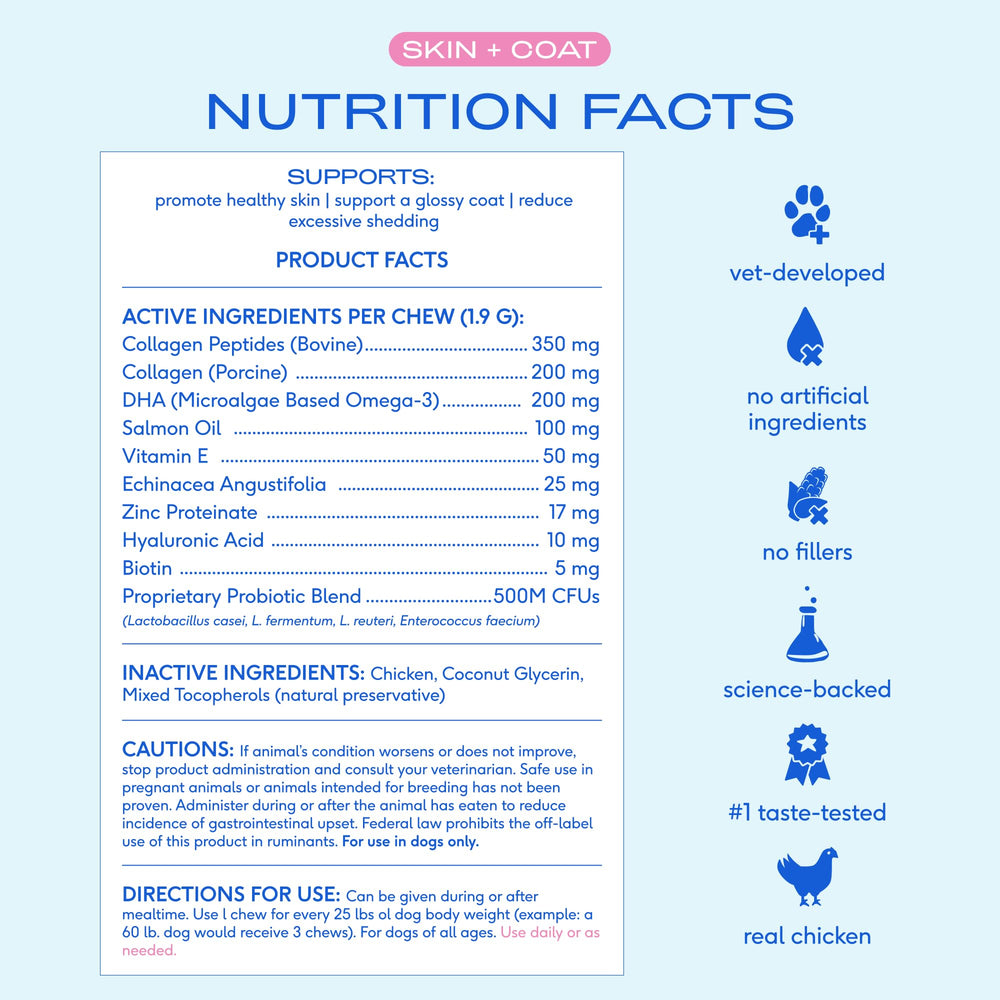 Native Pet Skin & Coat Chews USA-made with wild-caught salmon.