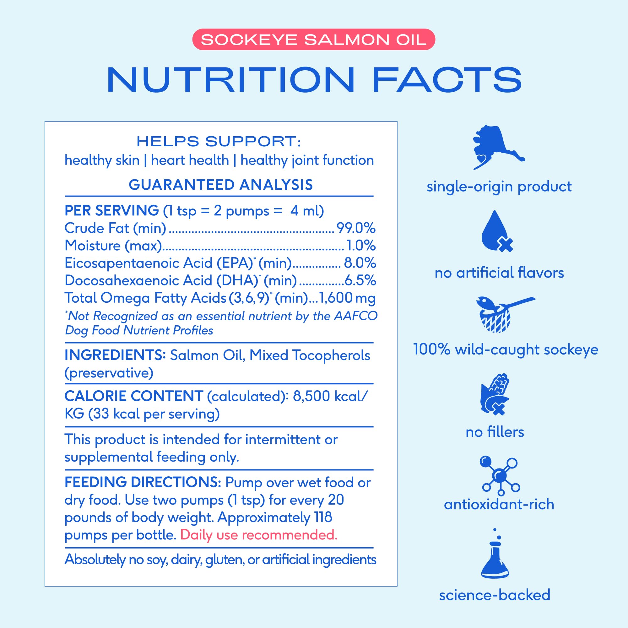 Astaxanthin-rich wild Alaska Sockeye oil supports natural antioxidant levels.