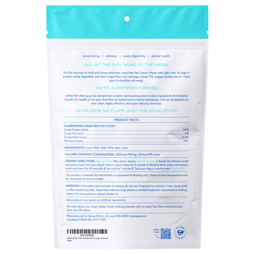 Native Pet XL Yak Chews microwaved puff craving crunch