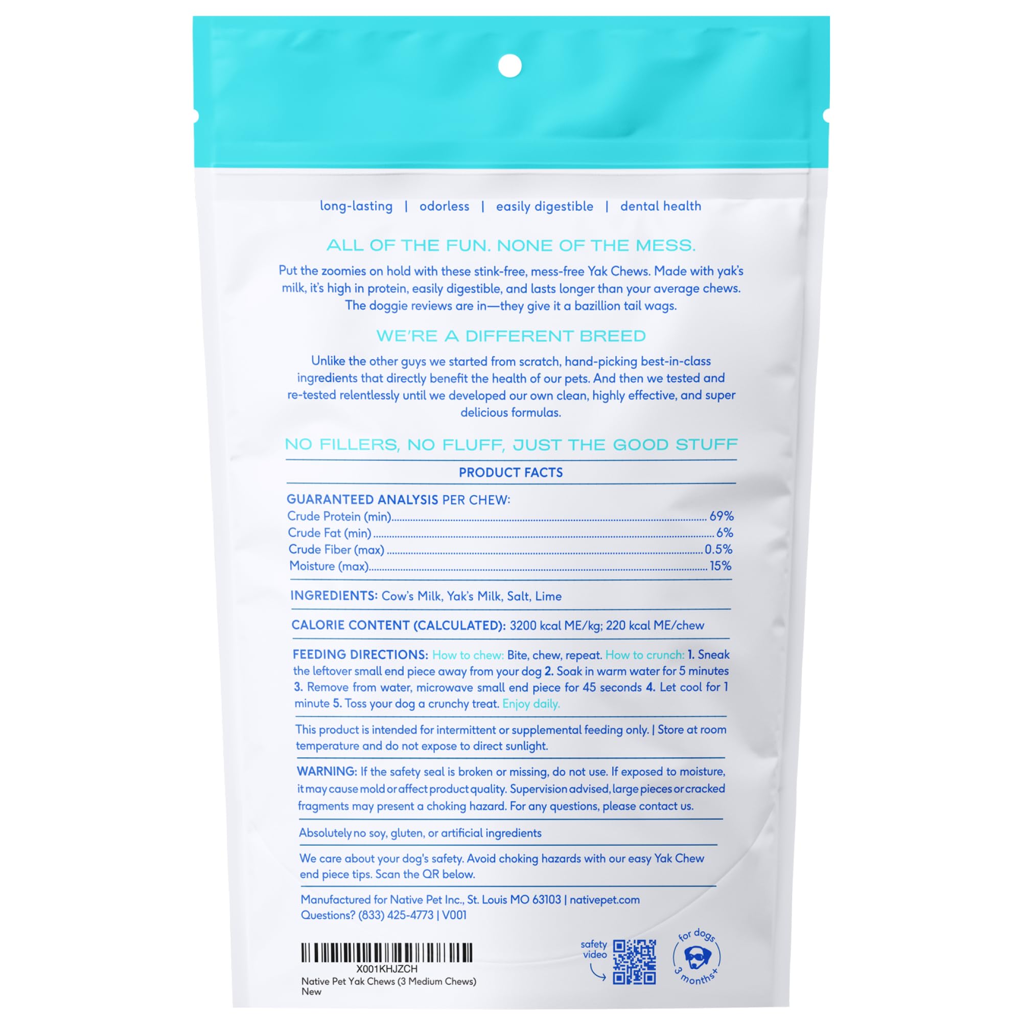 Native Pet yak cheese Himalayan chew ready-to-enjoy after microwaving for a crunchy payoff.