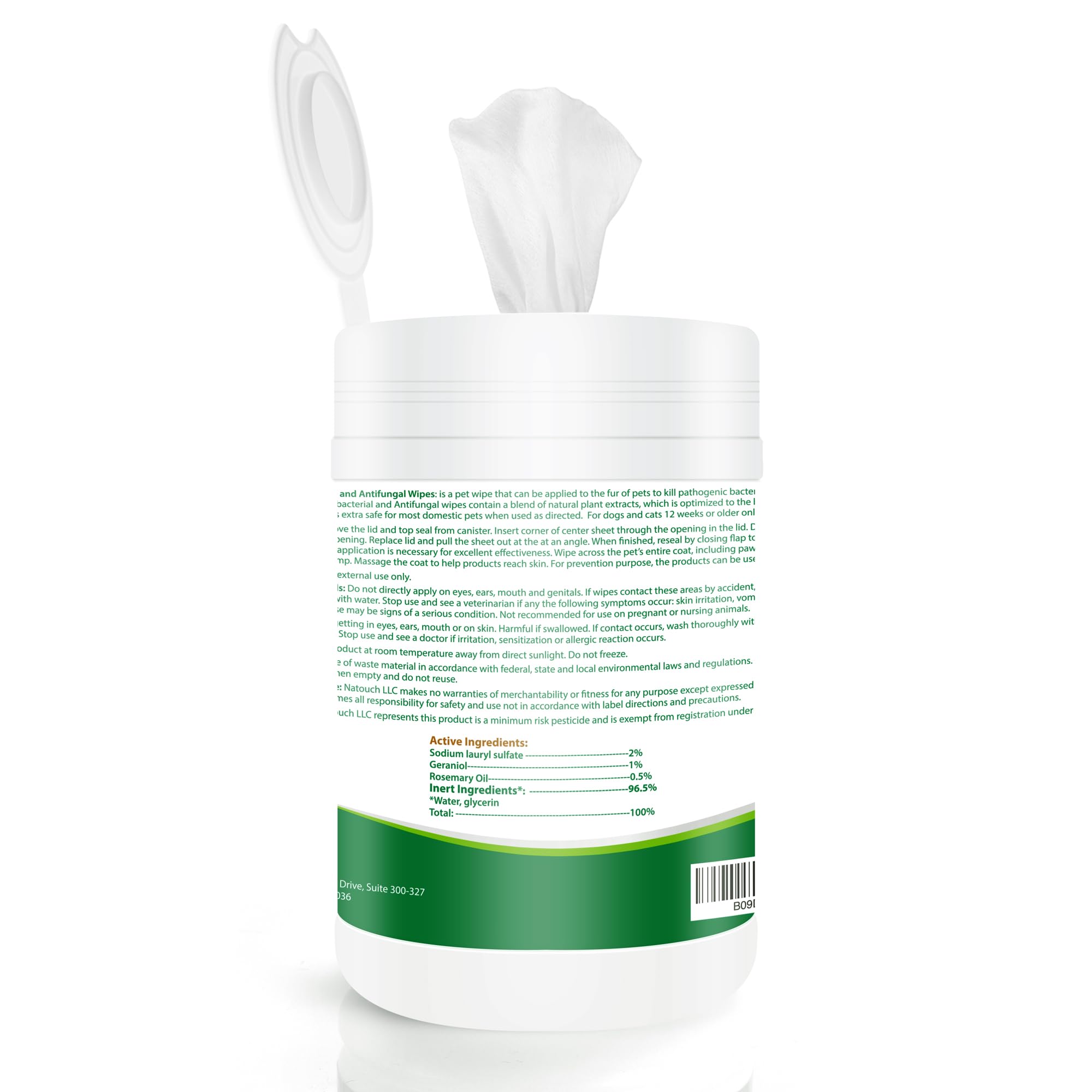 Natouch wipes during a grooming session, providing gentle, effective skin care.