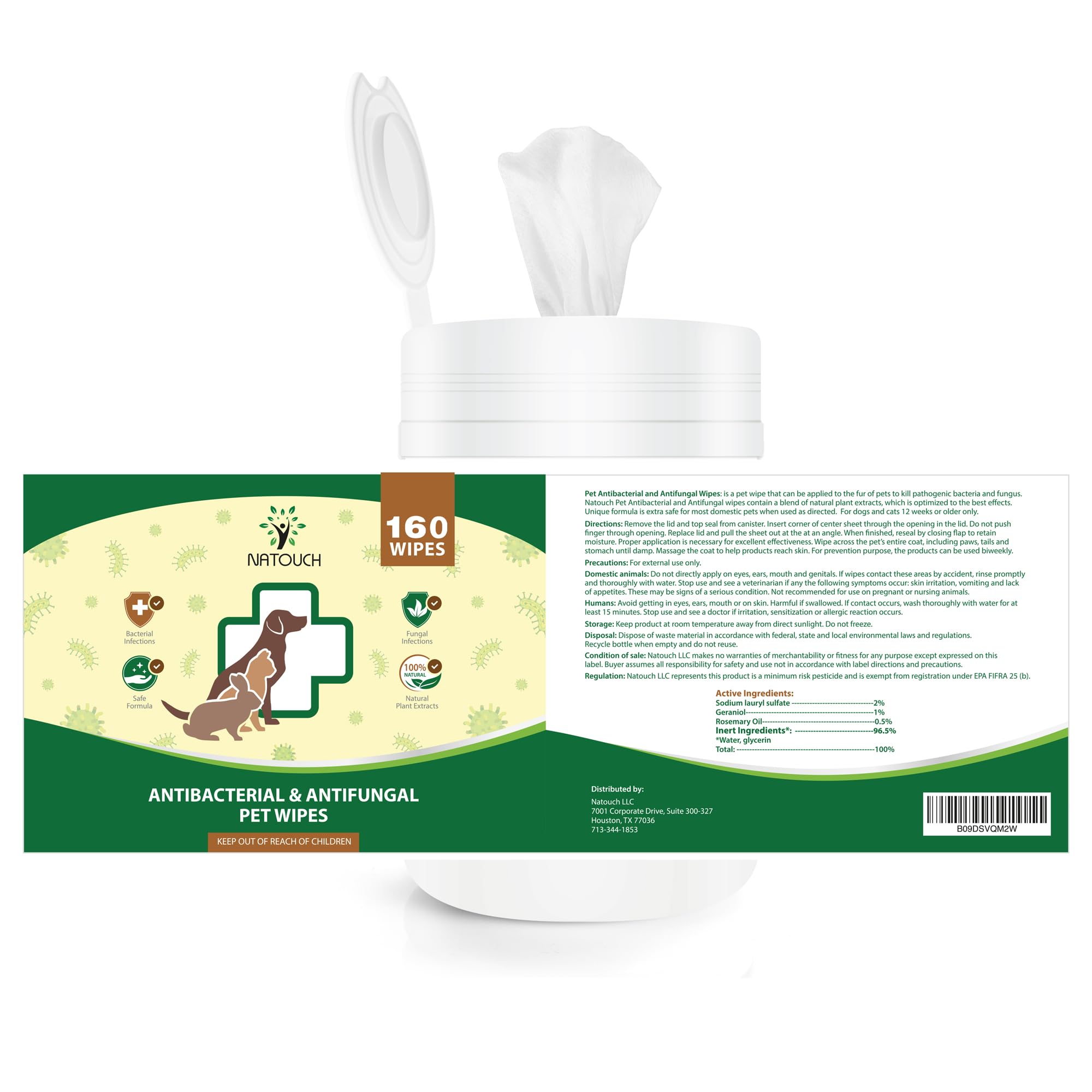Natouch open packet ready for quick cleanups on the go.