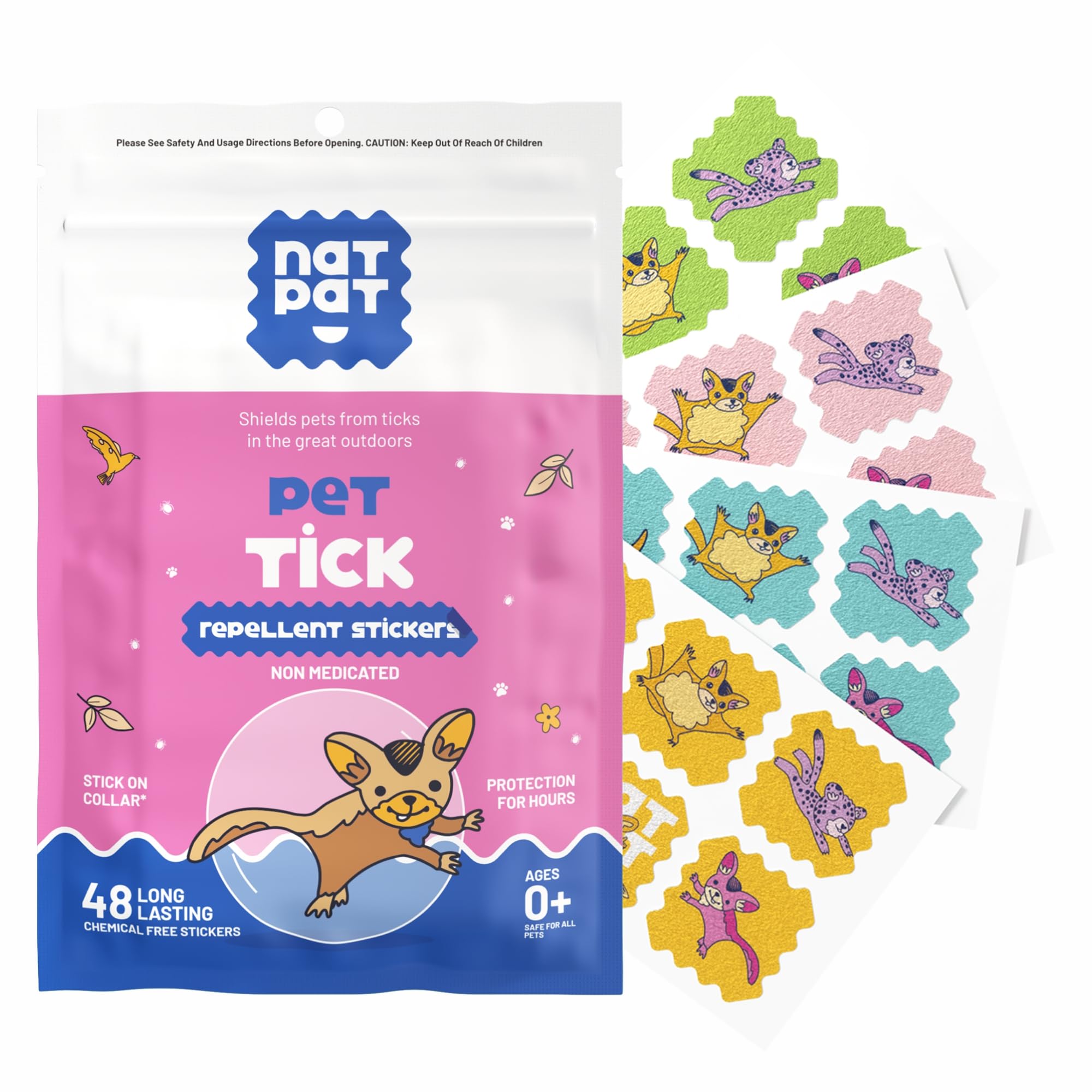 NATPAT outdoor patches for dogs packaging; non-toxic tick protection on the go