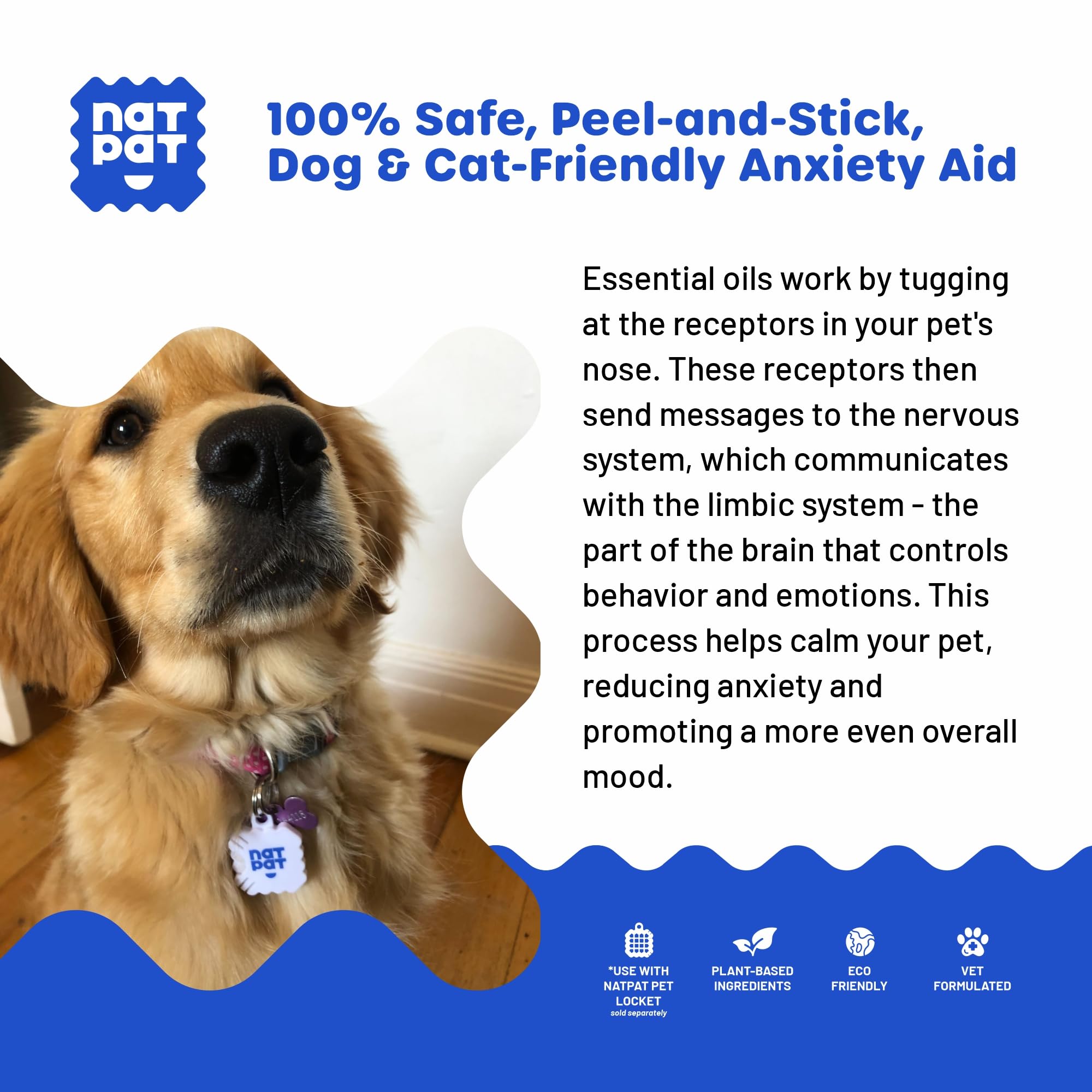 NATPAT Pet Zen Patch packaging highlights natural ingredients.