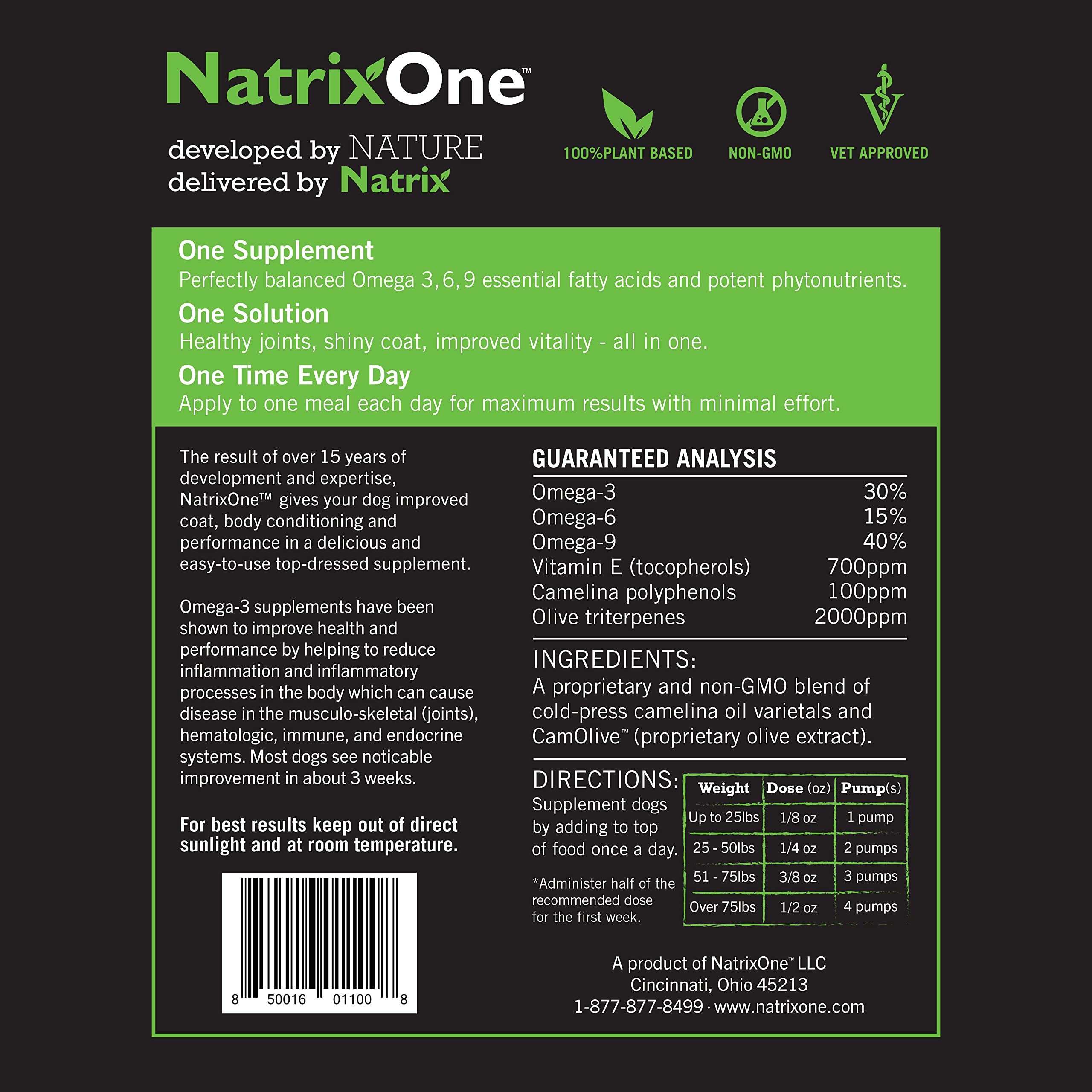 Supports joint mobility with regular use of NatrixOne camelina oil for dogs