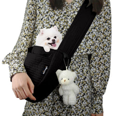 NATUYA small dog carrier sling front view for easy hands-free strolls.