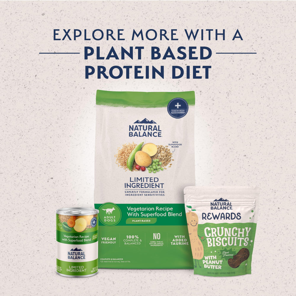 Natural Balance 4-pound bag displayed as convenient trial size for dogs.