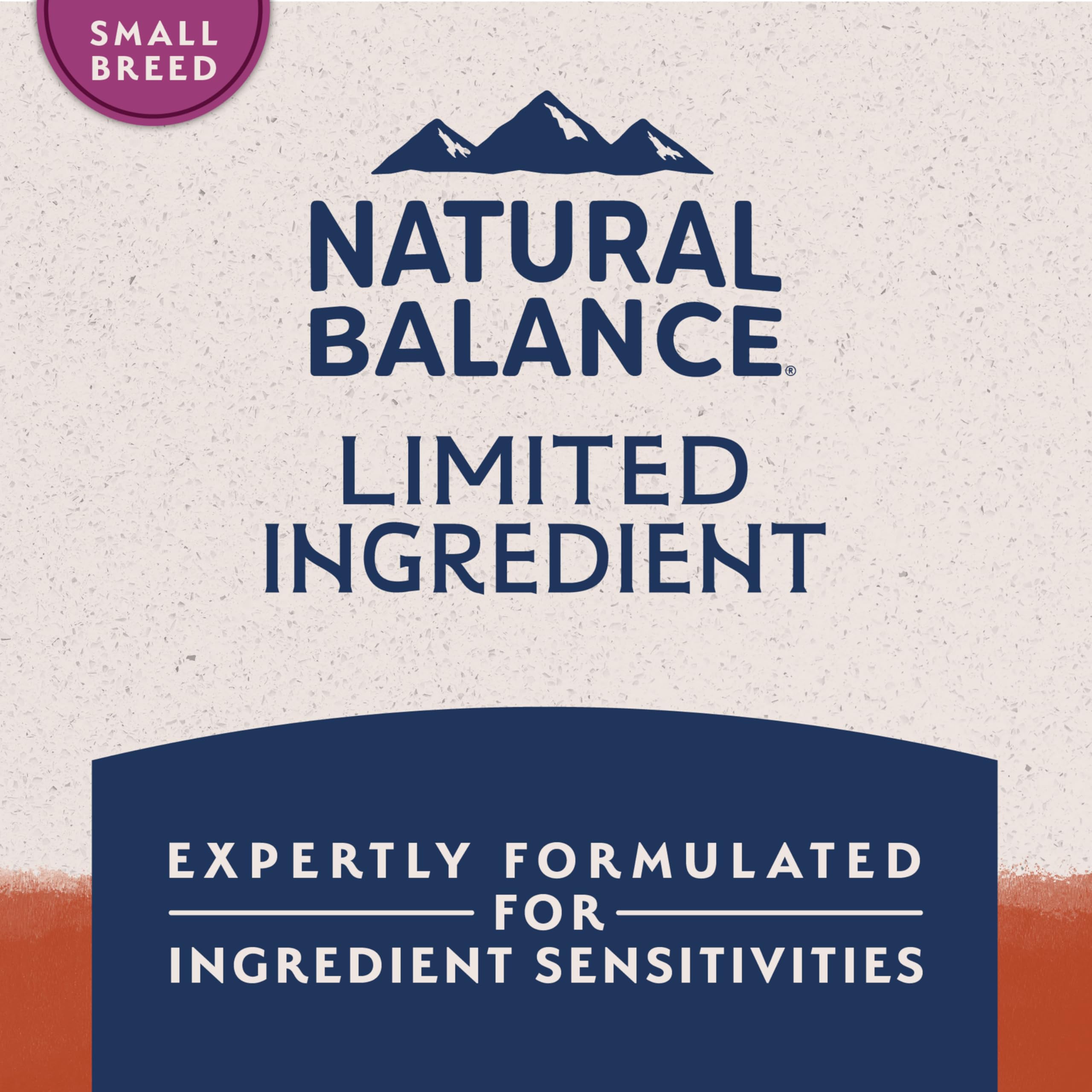 Natural Balance 4lb pack dry dog food bag communicates value and practicality