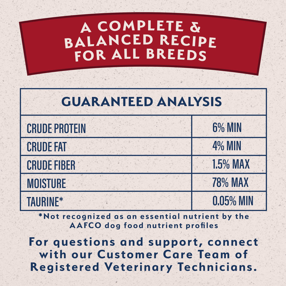 Natural Balance bison-sweet-potato wet dog food brand label and safety badge.