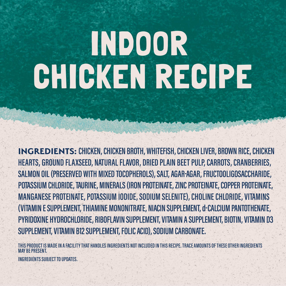 Natural Balance chicken and rice recipe supports healthy digestion in cats.