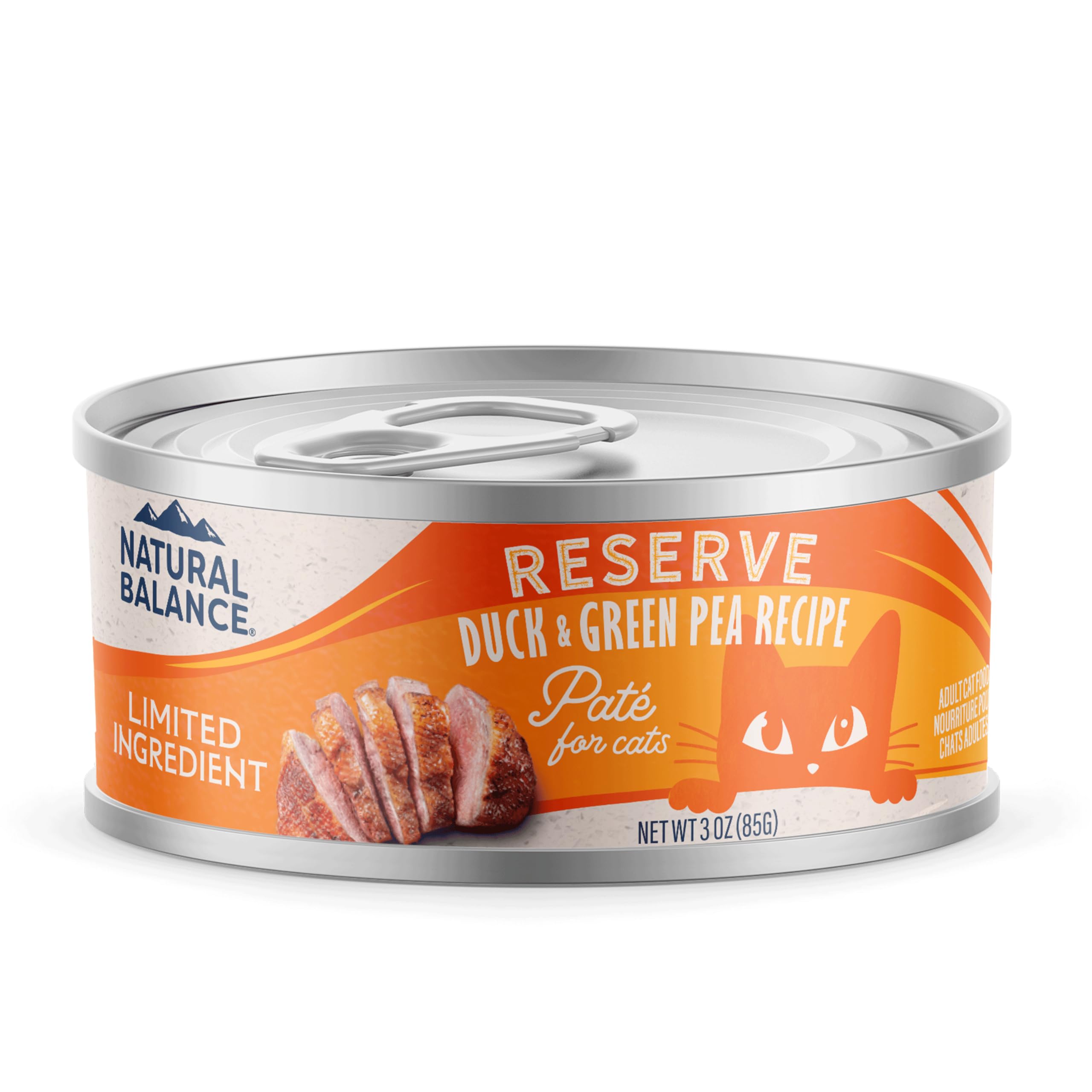 Natural Balance Duck & Green Pea Pâté packshot showcasing premium limited-ingredient cat food.