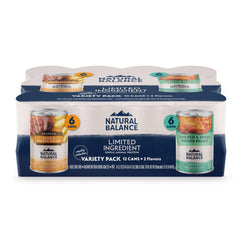 Natural Balance duck and potato wet dog food bag closeup for grain-free nutrition