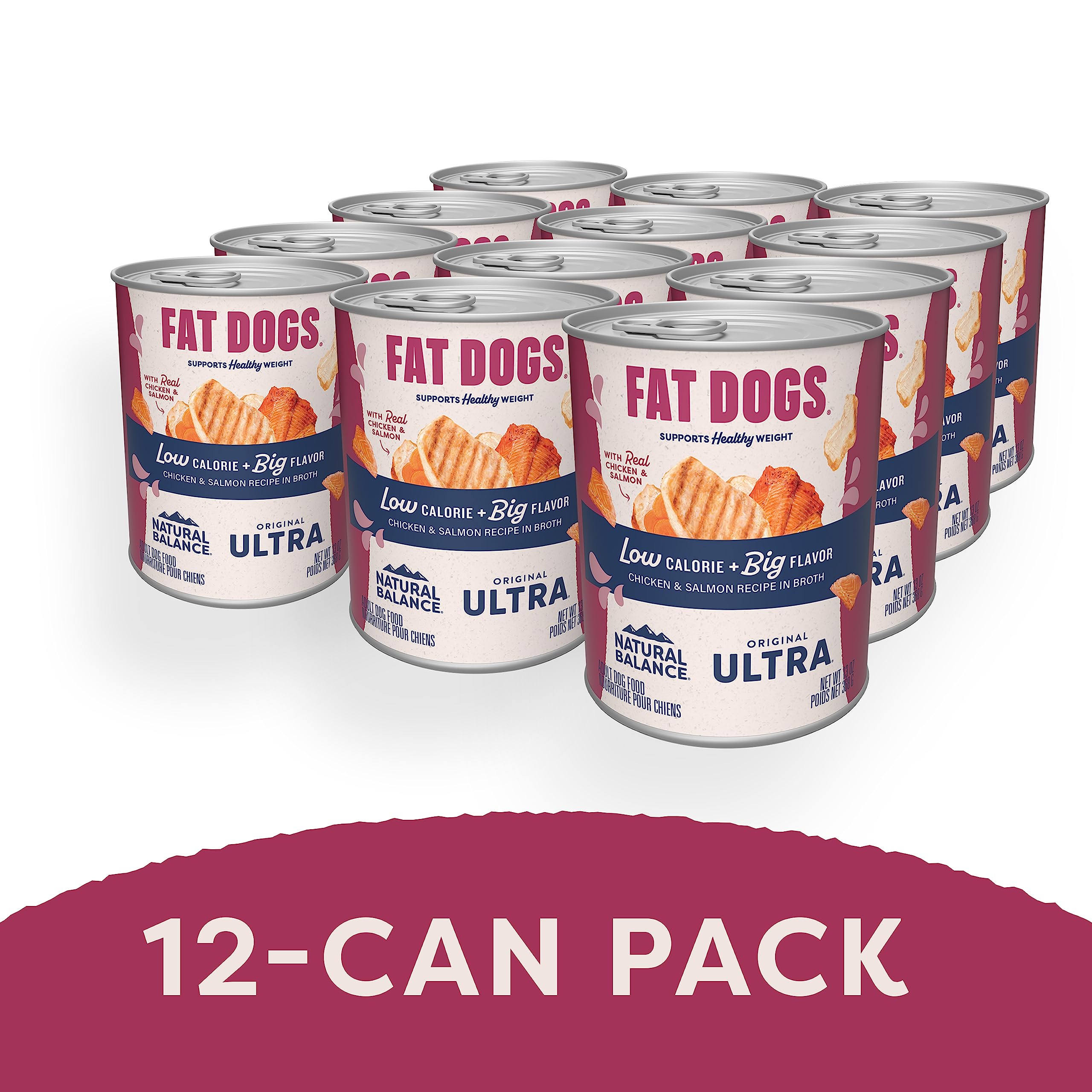 Natural Balance Fat Dogs can back view highlighting product details and ingredients
