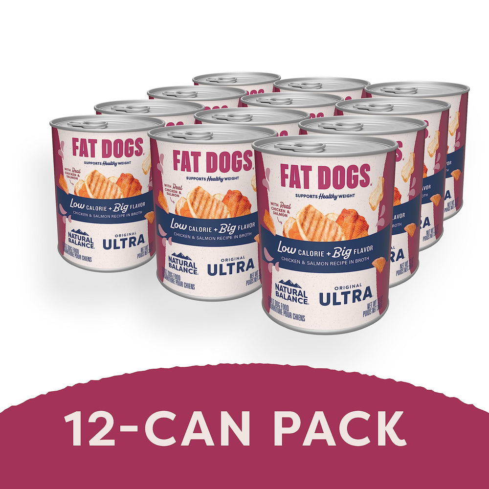 Natural Balance Fat Dogs can back view highlighting product details and ingredients