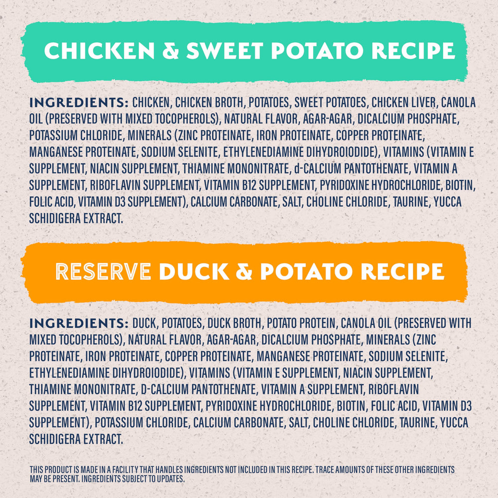 Natural Balance grain-free ingredients list on bag closeup