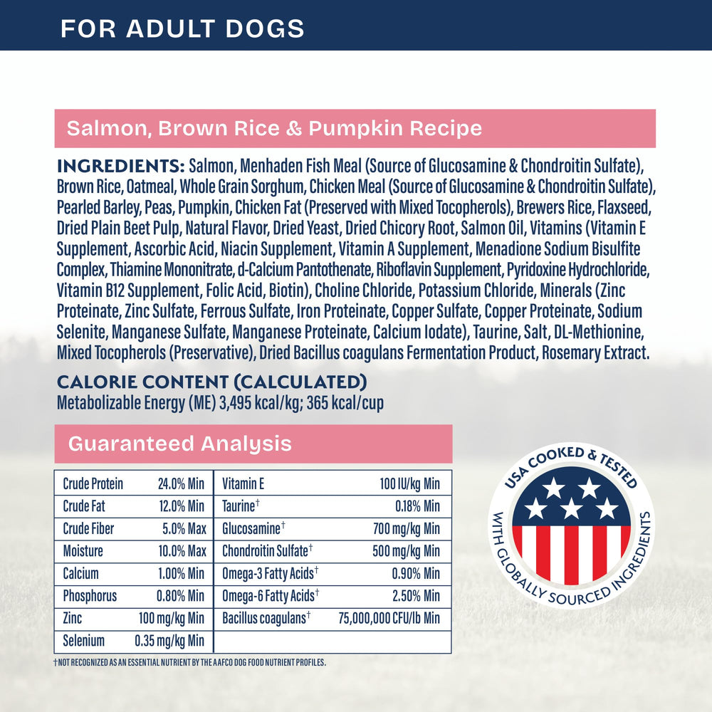 Bag label highlighting whole body health benefits and probiotic coating