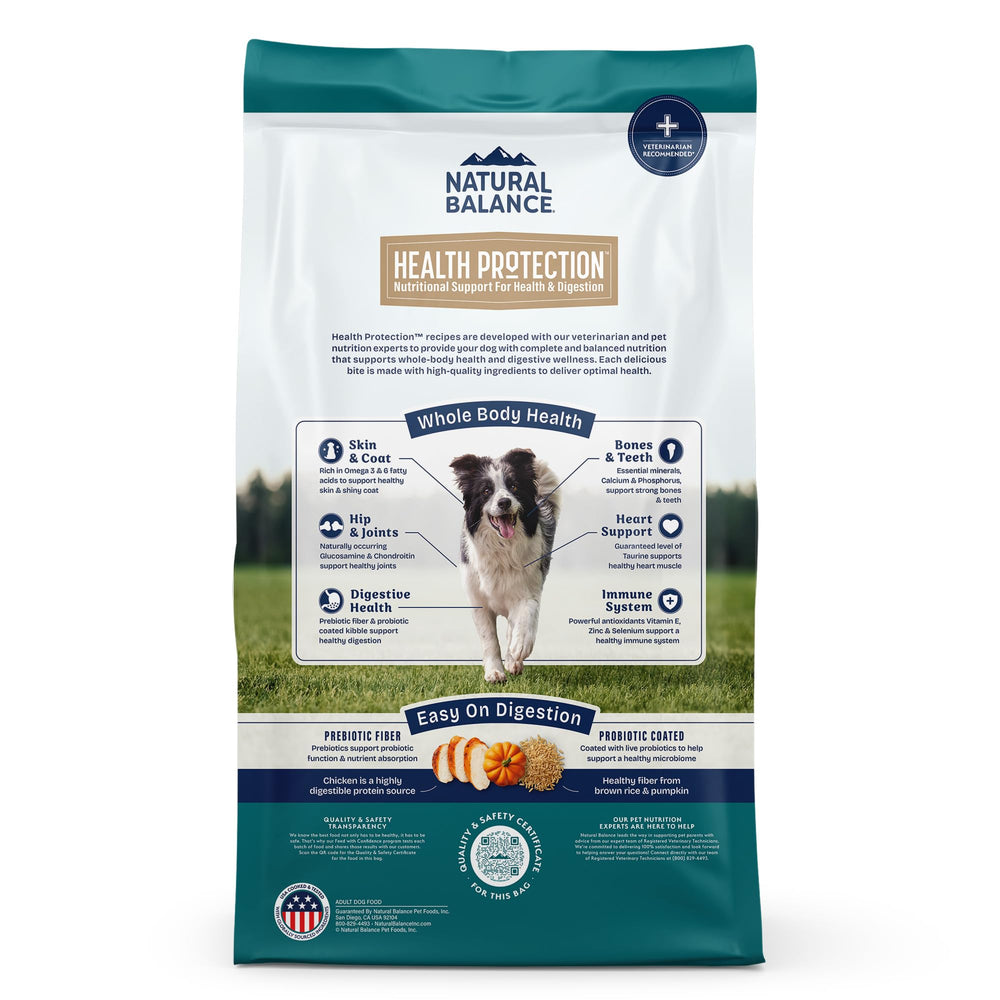 Natural Balance Health Protection probiotic coating supports digestive wellness in every bite.
