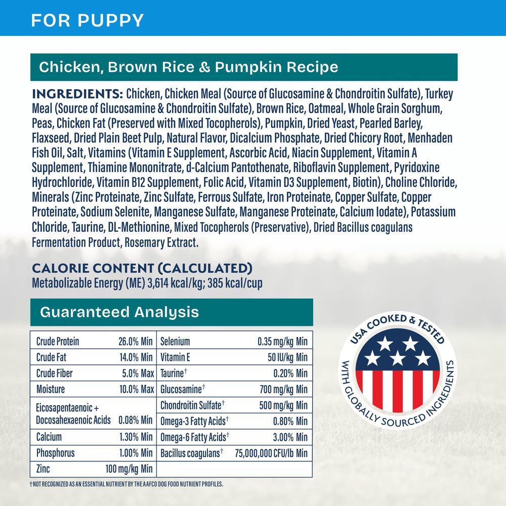Natural Balance Health Protection Puppy Dry Food features brown rice and pumpkin for gentle nourishment