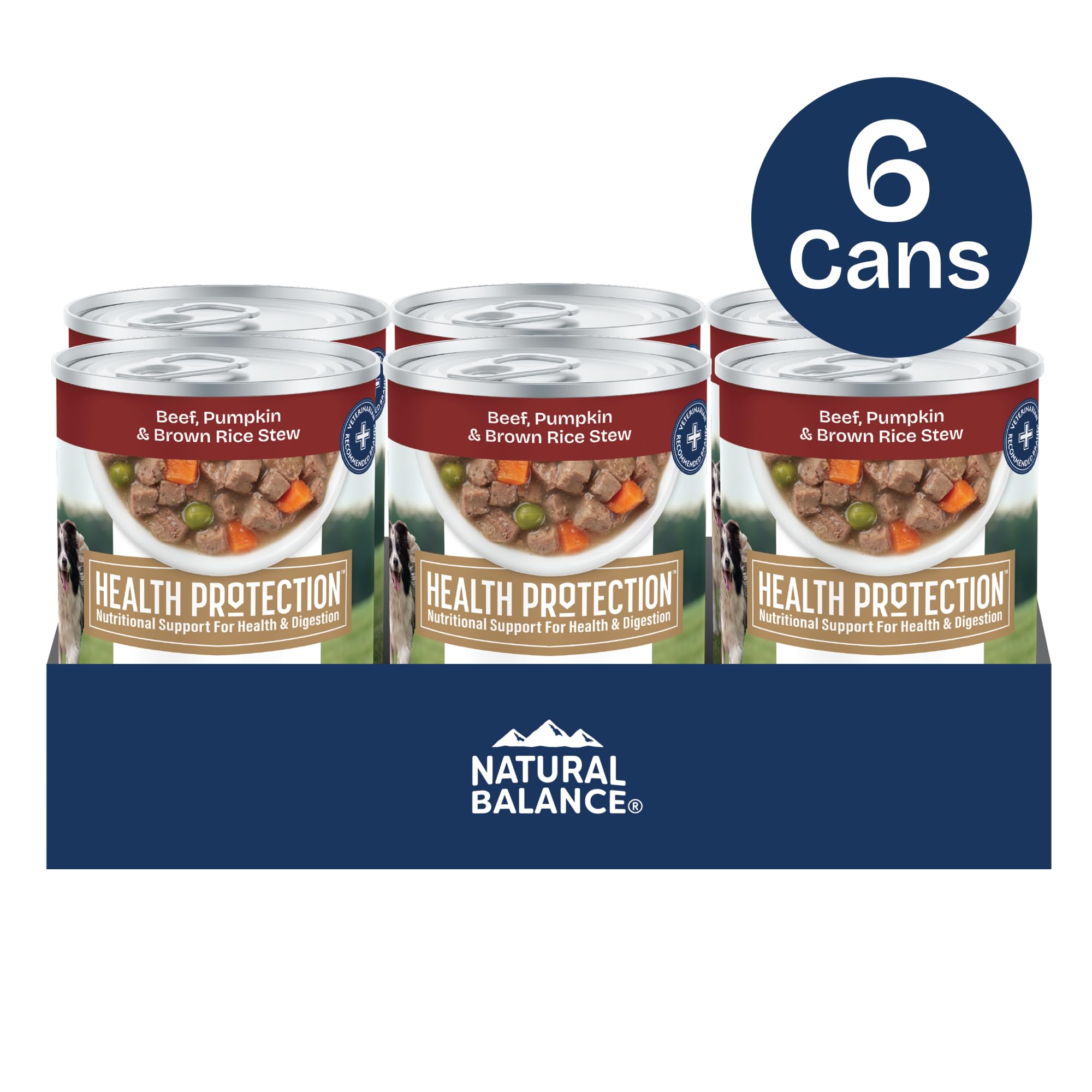 Natural Balance Health Protection wet dog food ingredients featuring pumpkin and brown rice fiber