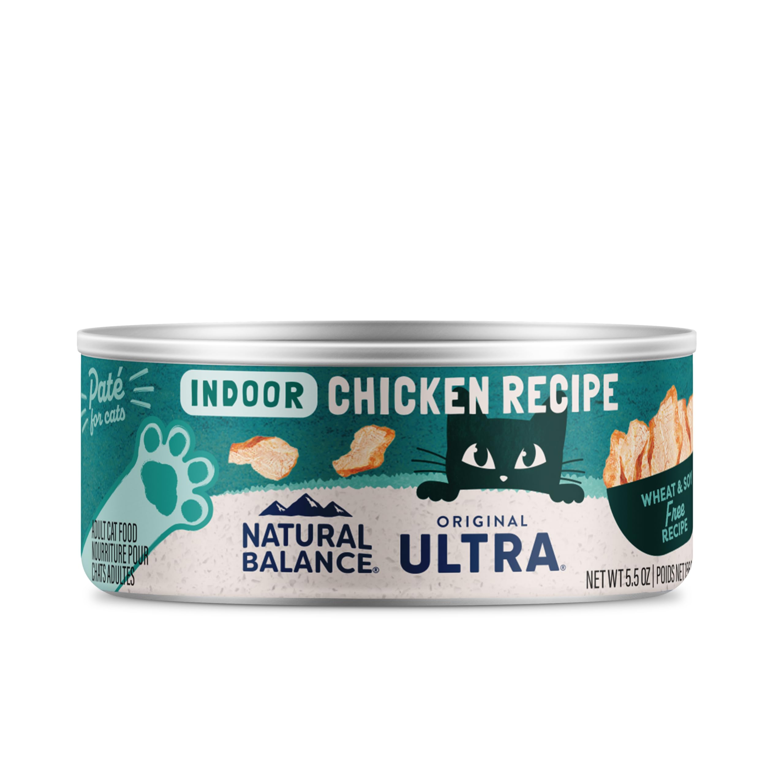 Natural Balance Indoor Chicken Cat Food can, 24-pack, convenient, complete nutrition for indoor cats.