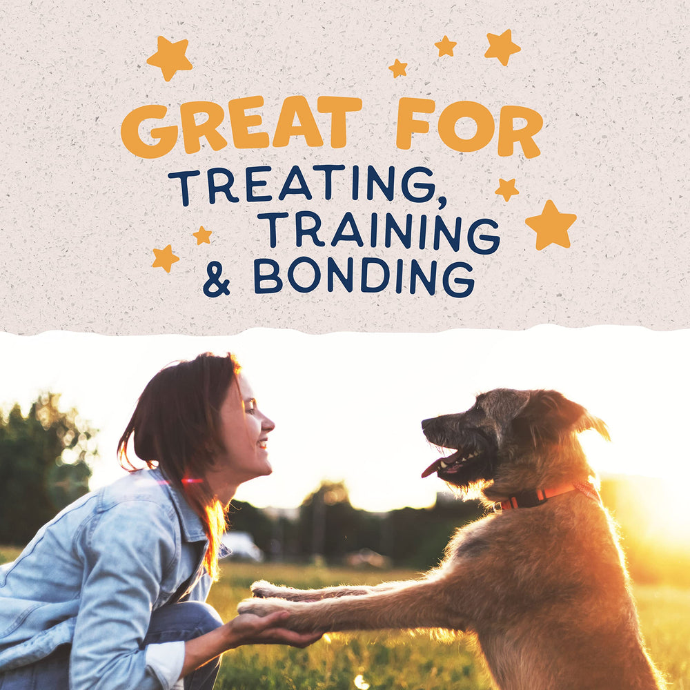 Natural Balance Jumpin' Stix dog enjoying treat: tasty reward during playtime and training.