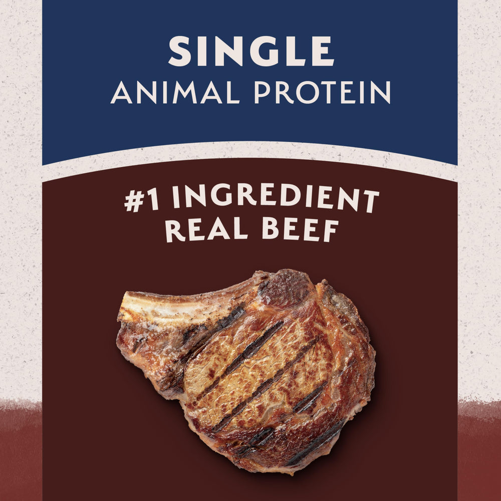 Natural Balance kibble with brown rice texture highlighting nutritious fiber.