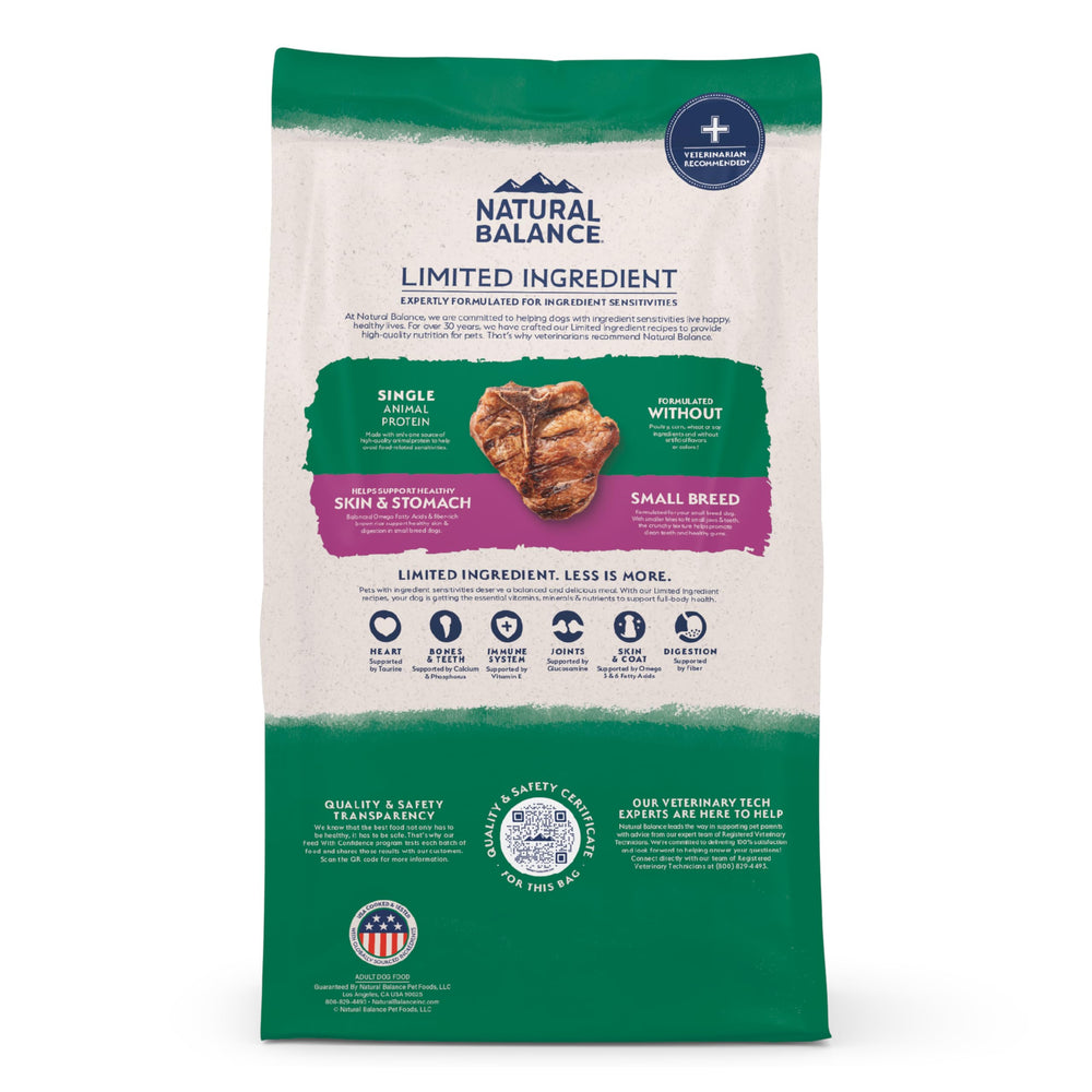 Balanced nutrition for small dogs in Natural Balance L.I.D. formula