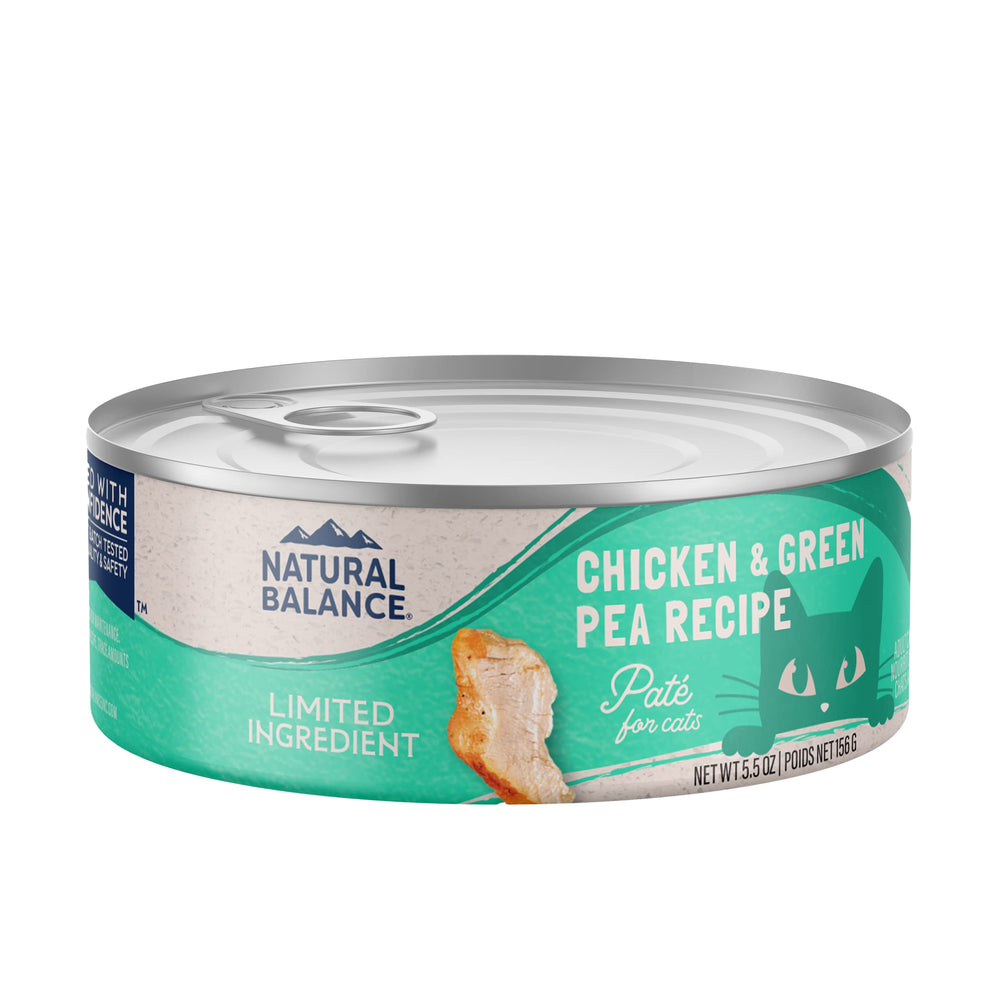 Natural Balance LID cat food can front view highlights simple chicken recipe for sensitive stomachs