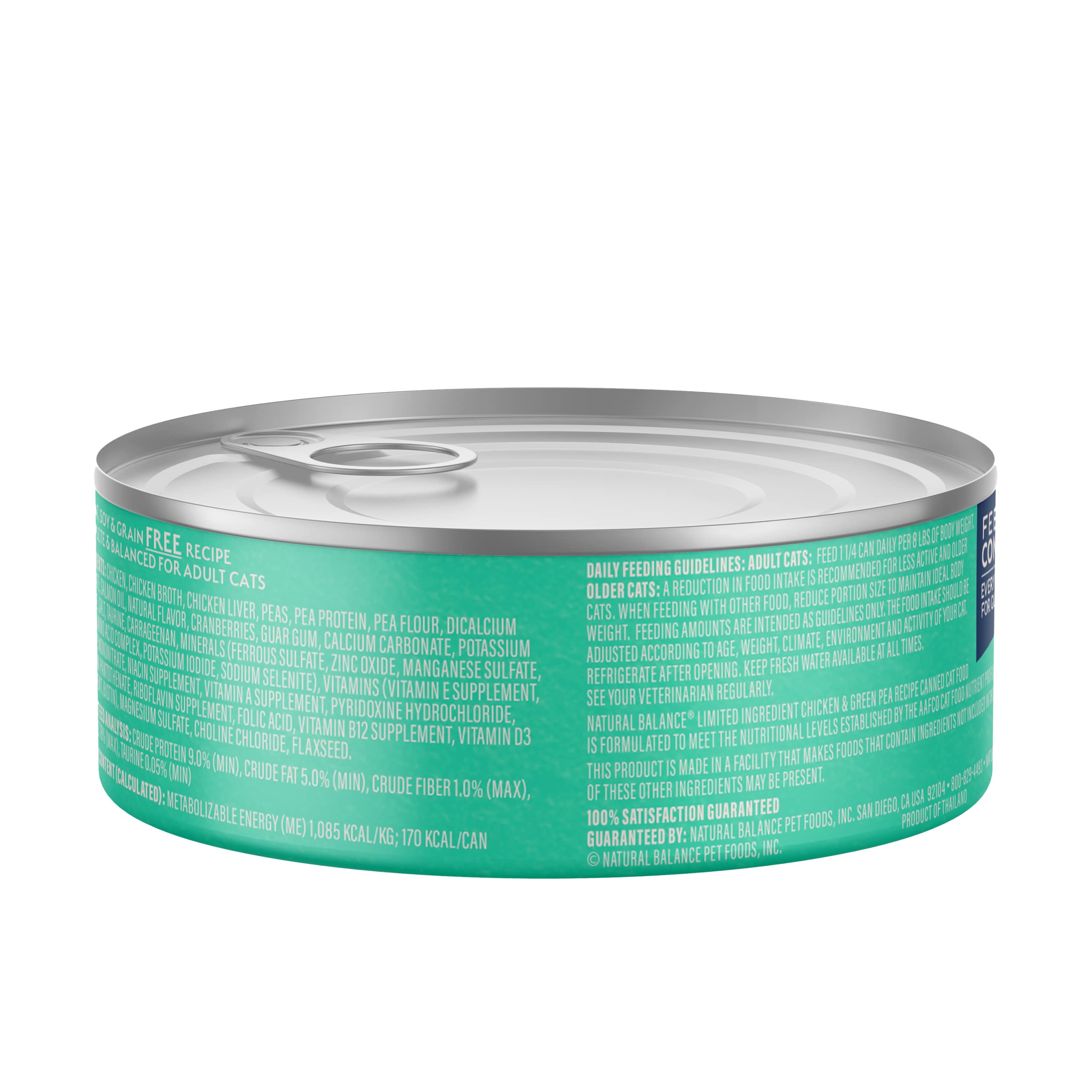 Natural Balance LID cat food chicken with green peas close-up showing grain-free pairing