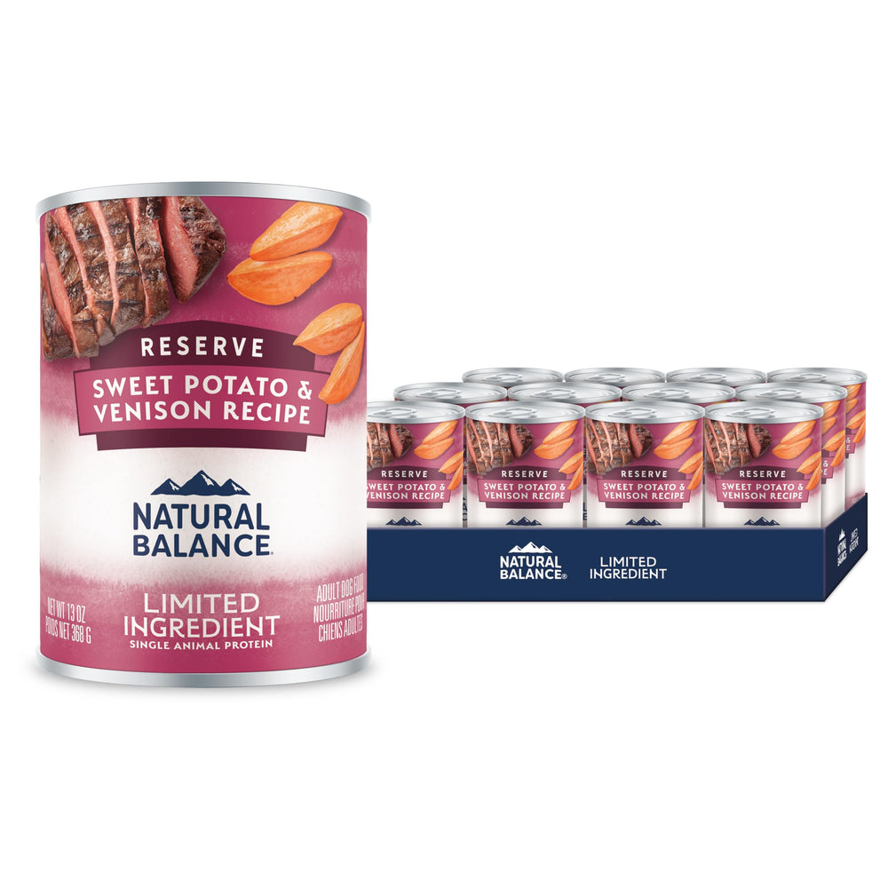 Natural Balance LID venison and sweet potato canned dog food image, premium single-protein meal